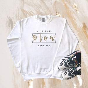 "It's The Glow for Me" Crewneck Sweater- White